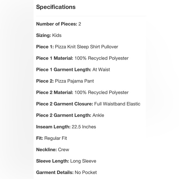 🆕 Cat & Jack Boys Christmas Holiday Pizza Slice 2 Piece Pajama Sleep Set Small - Picture 7 of 7